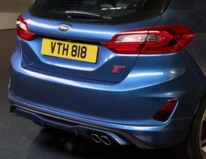 2017 Ford Fiest ST - Blue Exterior - Rear Side - Close Up