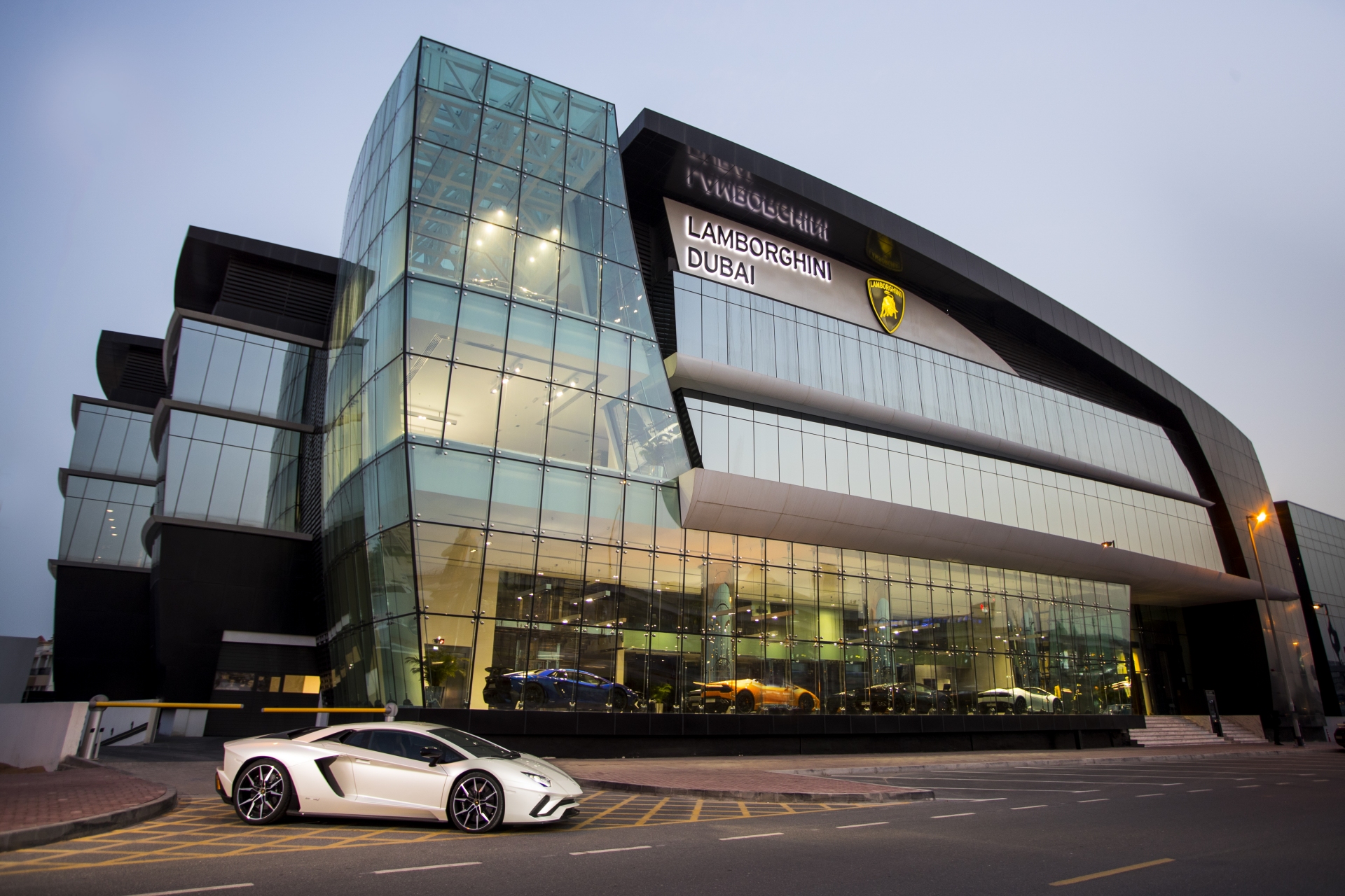 Largest Lamborghini Showroom Opens In Dubai - Exterior View - Day