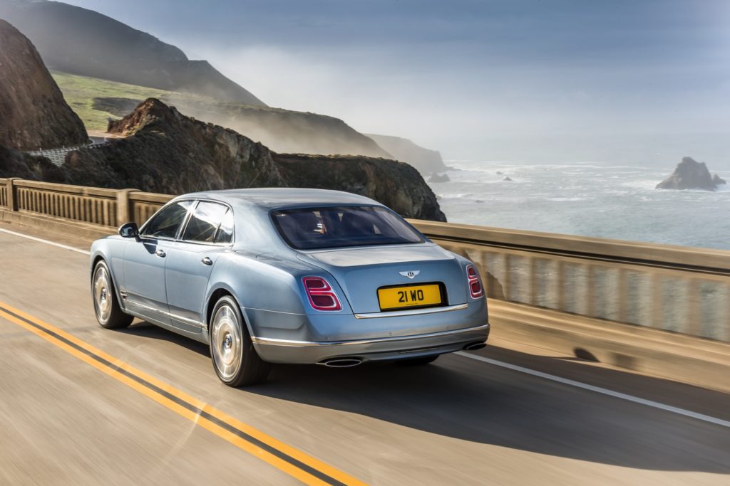 2017 Bentley Mulsanne Review - Light Blue Exterior - Rear Side View - Dynamic