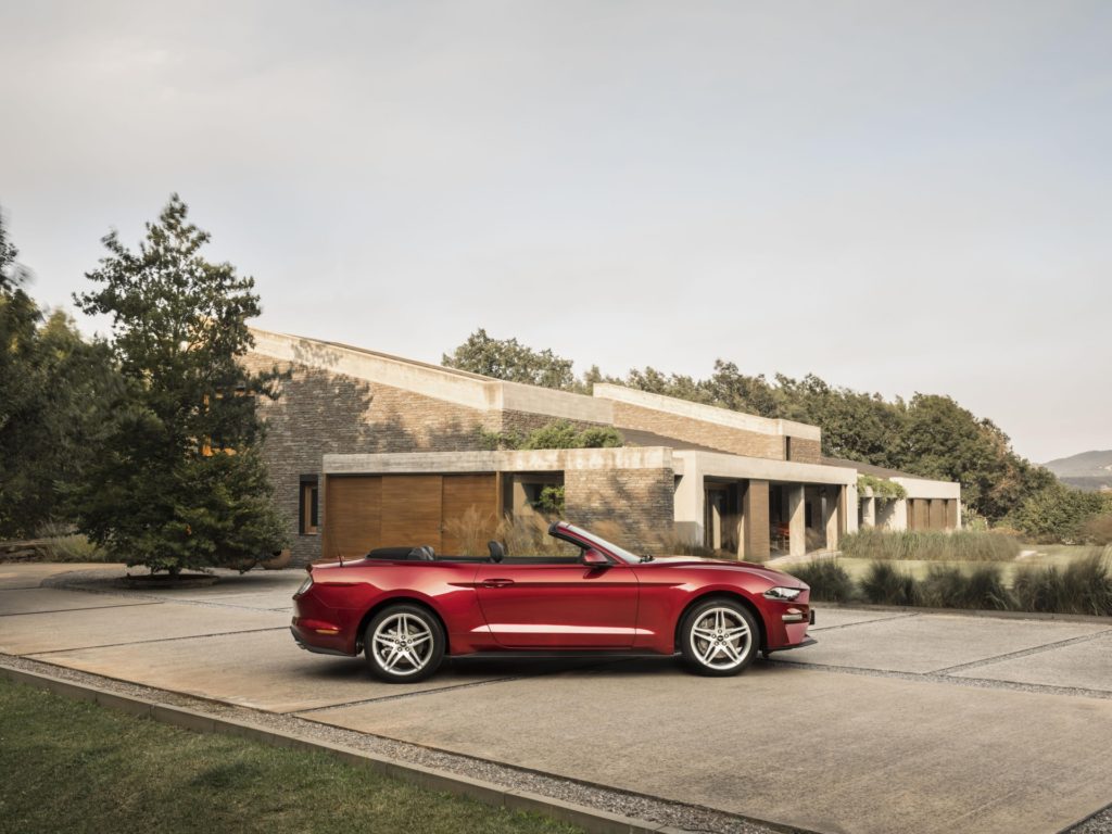 2018 Ford Mustang GT Convertible - Red Exterior - Side View - Top Down