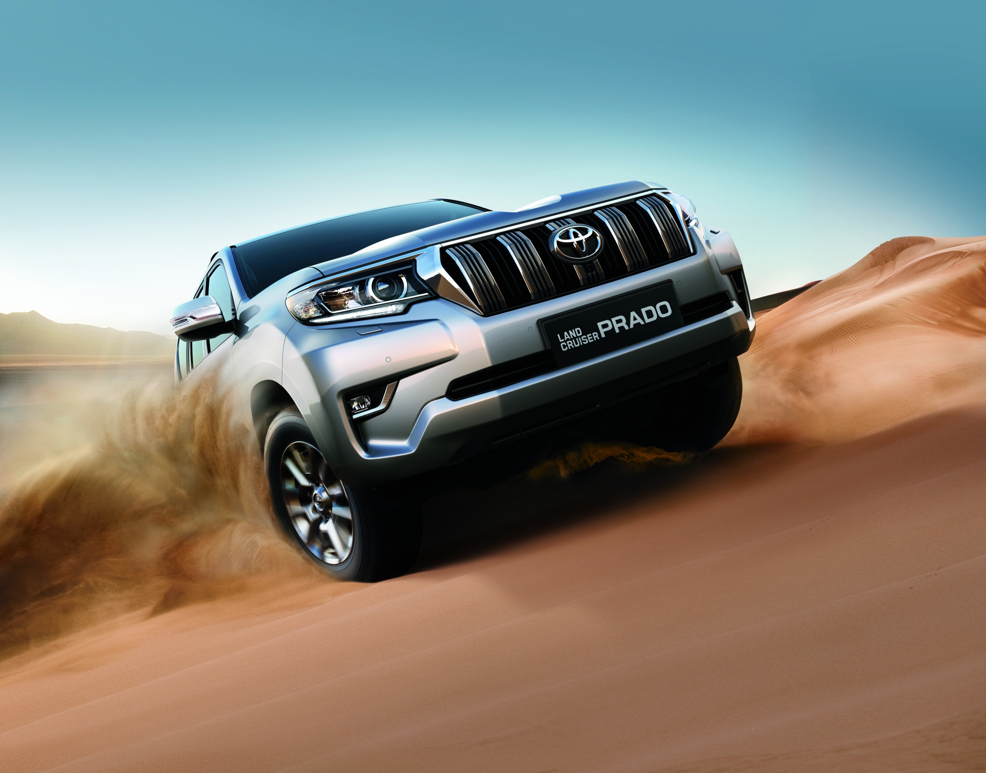 2018 Toyota Land Cruiser Prado - Silver Exterior - Front Side View - Desert Driving