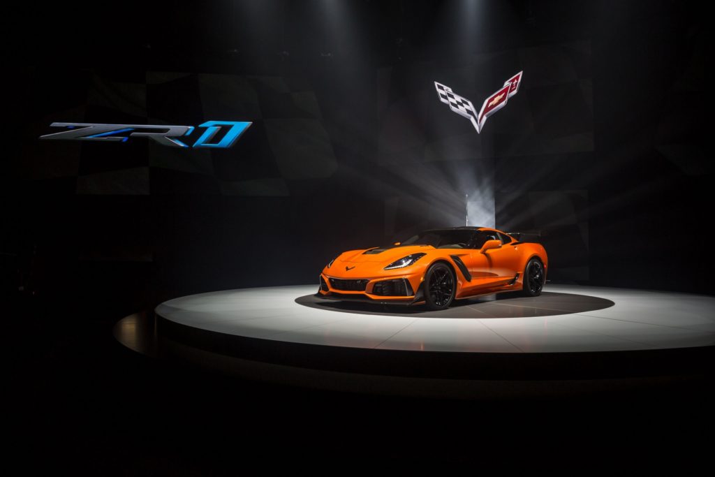 2019 Chevrolet Corvette ZR 1 - Sebring Orange Design Pack - Front Side View - World Premier in Dubai UAE