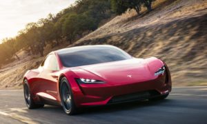 Tesla Roadster - Red Exterior - Front Side View - Dynamic