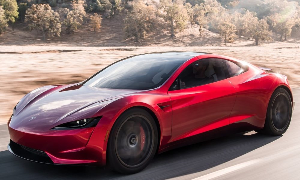 Tesla Roadster - Red Exterior - Front Side View - Landscape