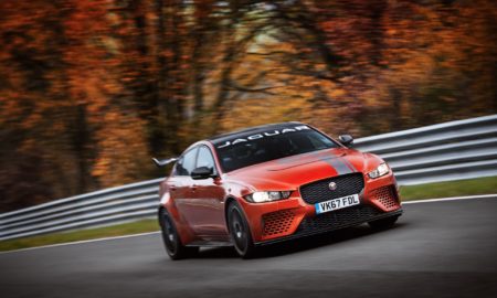 2018 Jaguar XE SV Project 8 - Orange Exterior - Front Side View - Nurburgring