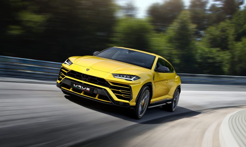 2018 Lamborghini Urus SUV - Yellow Exterior - Front Side View - Dynamic